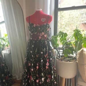 City Studios Juniors' Embroidered Illusion Corset Gown